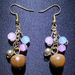Colorful Willow Oak Nut Earrings